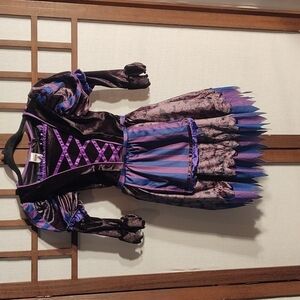 Spooktacular Creations Purple and Black Witch Dress with Puffed Sleeves Sz S
